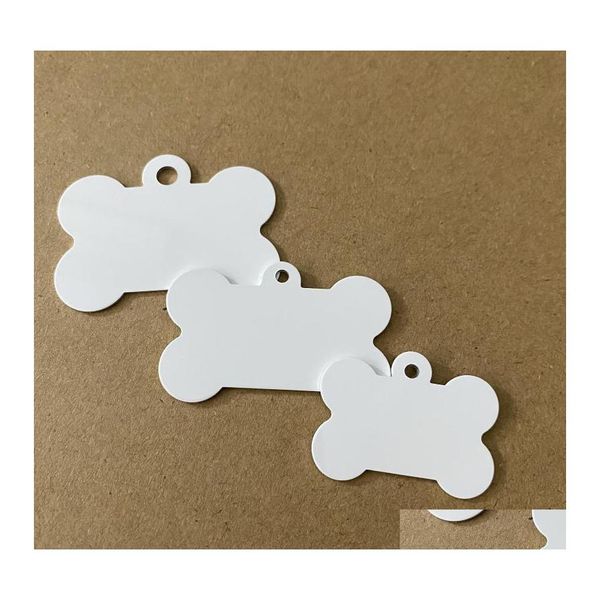 Tag tag de cachorro identificação de etiqueta de carteira 50 pcs por atacado de metal diy alumínio sublimação nome de animal de estimação pingente ambos os pratos brancos entrega do jardim doméstico su dh1wd