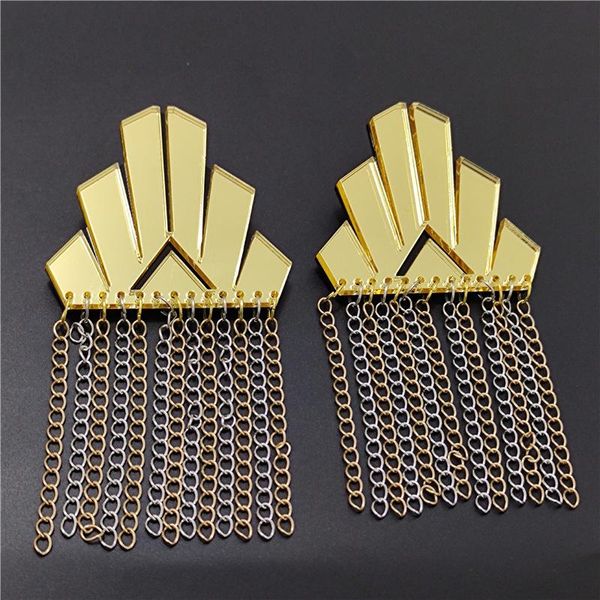 Brincos berros de lustre peste para mulheres hiperbole de ouro e cadeia de cores prata espelho acrílico espelho geométrico Hiphop Jewelry Acessóriosdangl