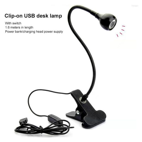 Lampade da tavolo USB Night Light Computer Notebook LED LED Tasta per tubo metallico Strong Lampad Clip Stile Protezione per gli occhi Lettura