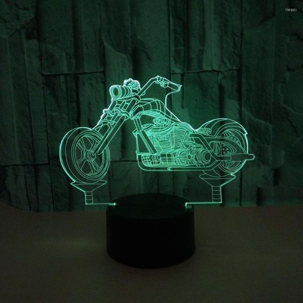 Lampade da tavolo Lampada colorata 3D per motocicletta Cristallo acrilico Vision Stereo Moderne Desk Touch Illuminazione creativa