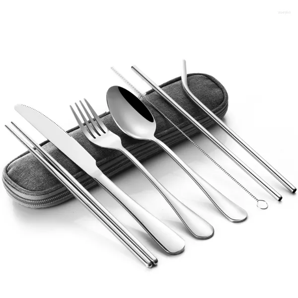 Set di stoviglie Set di posate in acciaio inossidabile Cucchiaio e bacchette Articoli per la casa Stoviglie da cucina Cucchiai Forchette Utensili per oggetti di scena Cena