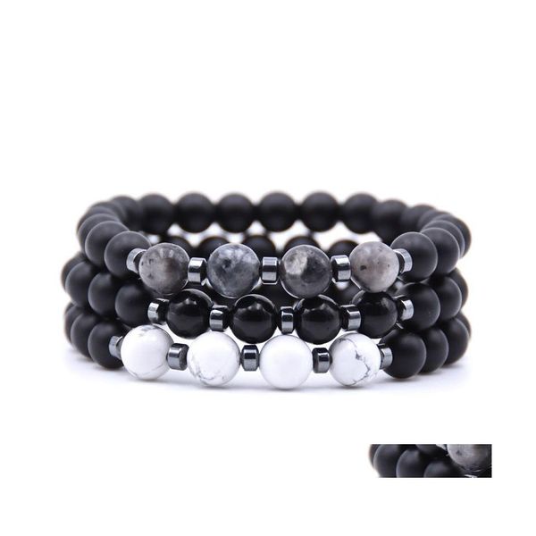 Beaded Fashion Black Matted Stone Bracelet Bracelet Natural Tigers Elasticity для женщин мужские ювелирные украшения браслеты Dhnjj