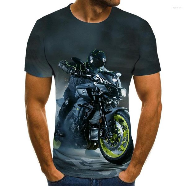 Herren-T-Shirts, cooles Racing-Grafik-T-Shirt, Motorrad, 3D-gedruckt, Sommermode, Top, Punk und Streetwear in Übergröße