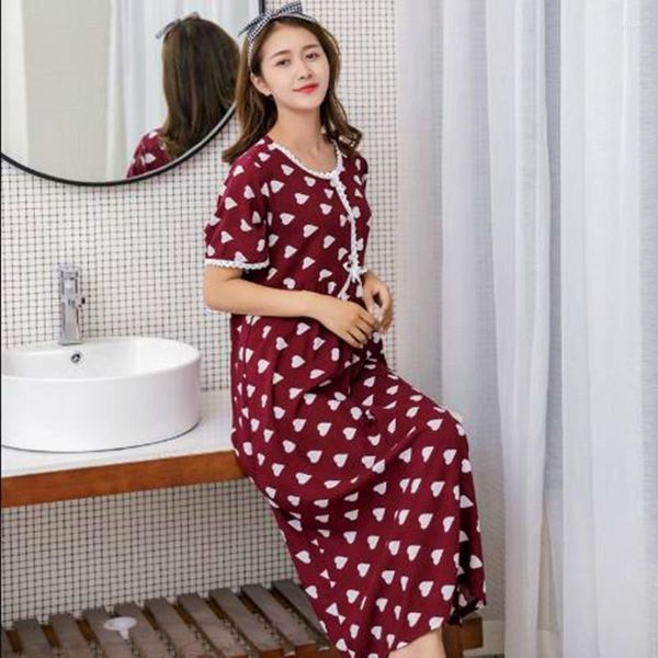 Mutrifador feminino FDFKLAK Nightgowns gordos solteiros Mulheres de manga curta estampa longa de algodão, use roupas de camisa de camisa de camisa feminina