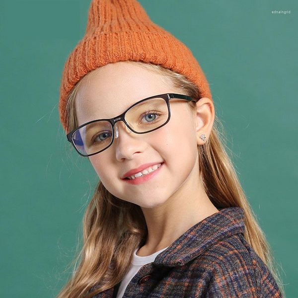 Óculos de sol 2023 Kids copos anti-azul adolescentes lendo TR90 Bendable Silicone Óculos Computador de prescrição óptica