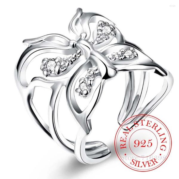 Cluster Anelli 2023 Retro antico cristallo farfalla anello di barretta reale argento sterling 925 pollice per le donne gioielli bohemien moda donna