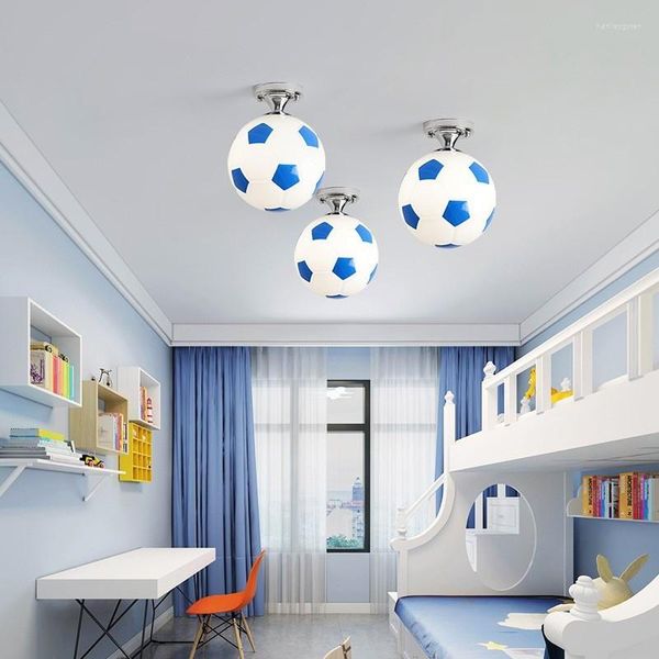 Plafoniere Camera dei bambini Lampada da calcio Basket Ball Bar Novità Illuminazione Camera da letto per bambini Coffee Shop Luce in vetro