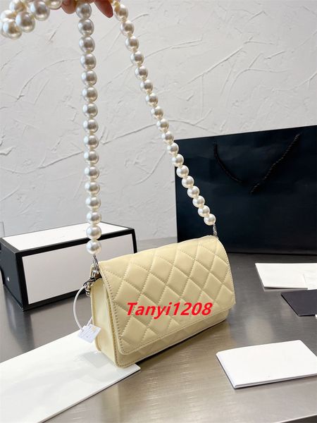 CC Mode Umhängetaschen Designer Pearl Woc Fortune Bag Gelbes Lammleder Außen Umhängetaschen Beliebte Luxushandtaschen für Frauen Kleine Damen Clutch Geldbörsen