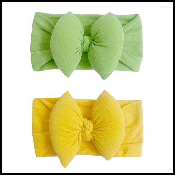 Аксессуары для волос 2pcs/Set Baby 3D Bow Nylon Nylon Headsds Узел широкий турбан с твердым цветом обертка для девочек