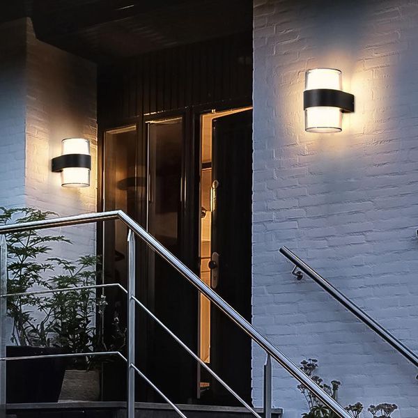 Настенные настенные лампы современный двойная головка интеллектуальной датчик крытый водонепроницаемый двор двор виллы коридор