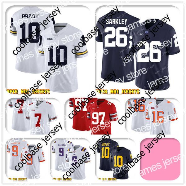 Fußballtrikots NCAA 10 Tom Brady 26 Saquon Barkley Penn State College Football-Trikot Mitchell Trubisky Nick Foles Khalil Mack Mike Ditka