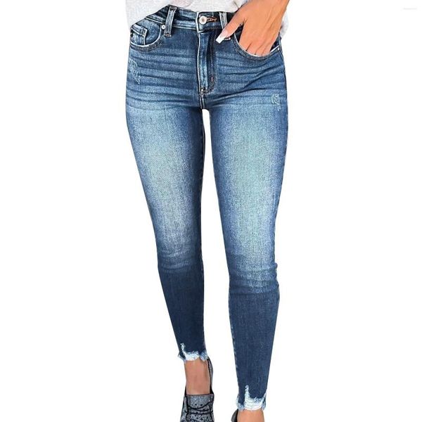 Женские джинсы Женские джинсовые ссоры и брюки для комбинезонов Женская одежда джинсовые леггинсы с белым тощим светом растягиваемой прямой ноги