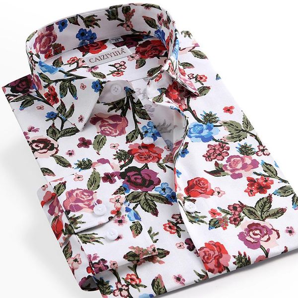 Freizeithemden für Herren, Strandbluse mit Blumenmuster, hawaiianisches, taschenloses Design, lange Ärmel, Standard-Passform, stilvolle Blumenoberteile, Hemd für Herren