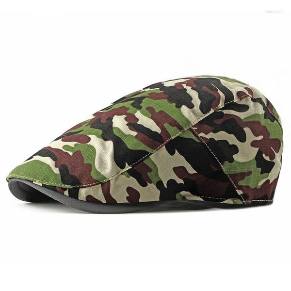 Berets Camouflage Ivy Flache Kappe Einstellbare Männer Camo Baskenmütze Hut Französisch Stil Cabbie Duckbill Klassische Sboy Männliche Visier Dropship