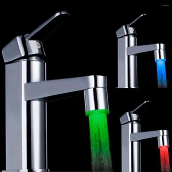 Badzubehör-Set, neuartiges Design, 7 Farben, RGB, buntes LED-Licht, Wasser, Glühen, Wasserhahn, Wasserhahn, Kopf, Heim-Badezimmer-Dekoration, Edelstahl