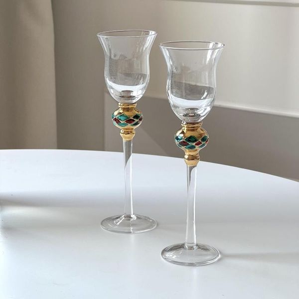 Bicchieri da vino Calice per uso domestico in stile metallo dipinto a mano retrò Mini Bicchiere da champagne medievale Coppa romantica El Bar Articoli per bevande nuziali