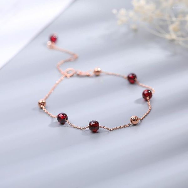 Cavigliere Cavigliera in cristallo rosso 925 Semplice vero argento sterling per le donne Catena di elefante Bracciale per gambe Gioielli per piedi a piedi nudi