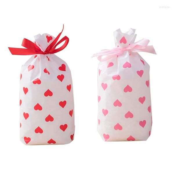 Confezione regalo San Valentino Borse a cuore Set di 50 biscotti Trattare Candy Wrapping Bag per San Valentino Love Party Wedding Engagement Pouch