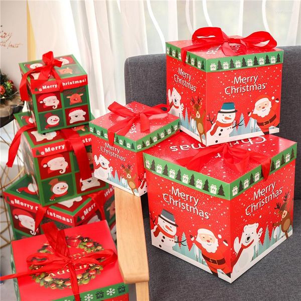GREST PRESENTE 3PCS Feliz Christmas Cookies Box Ano Party Handmade Candy Biscuit Chocolate Pacote Kids Favors Papai Noel