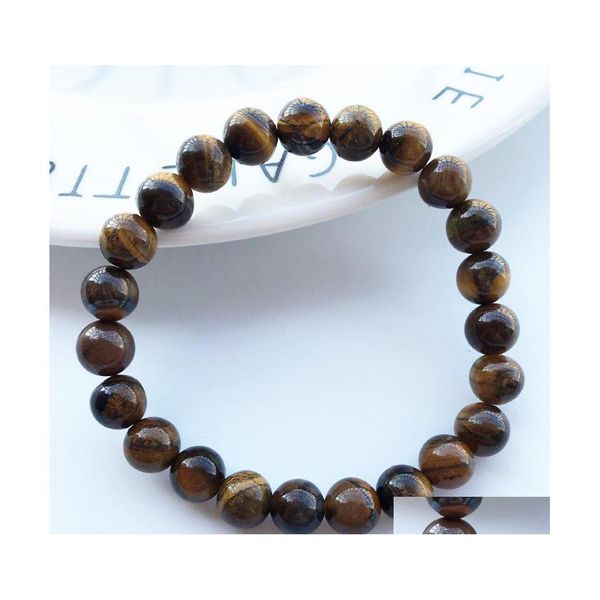 Artes e artesanato Tiger Eye Love Buddha Bracelets Bulkes Trendy Natural Stone Bracelete para mulheres Famous Brand Men Jewelry Drop Delive Dhdqj