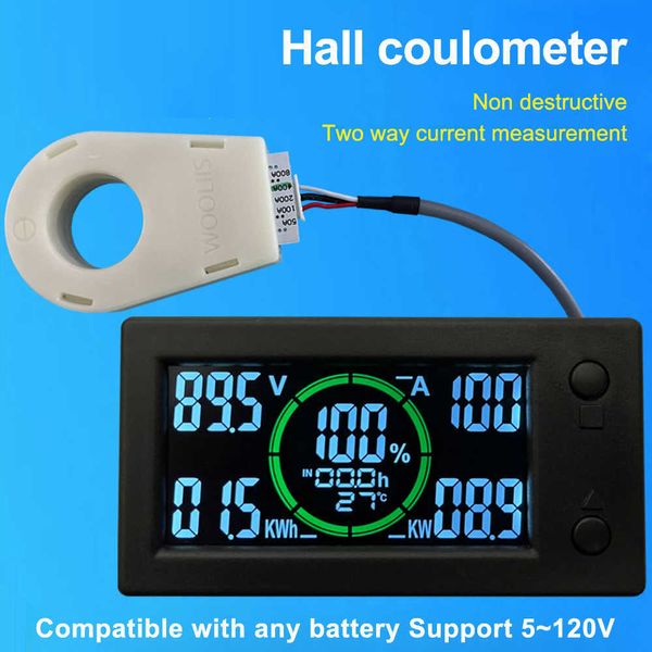 Schermo a colori Bluetooth Hall Coulometer Capacità della batteria Tester Indicatore Tensione Corrente Misuratore di potenza DC0-300V 50A 100A 200A 400A