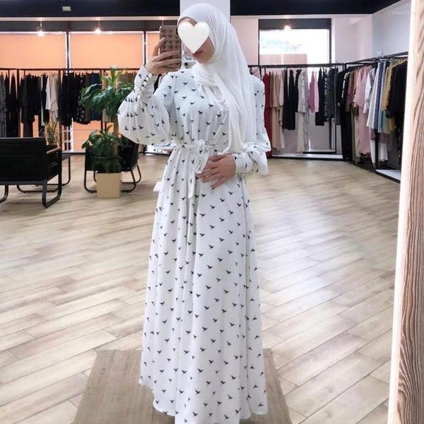 Abiti casual Donsignet Abito musulmano Moda Abaya Dubai Donna stampata Elegante Appliques lunghi Turchia