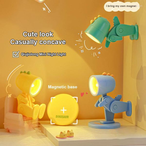 Lampade da tavolo LED Night Light Mini Cute Pet Ins Student Gift Cartoon Lampada pieghevole Camera dei bambini Comodino Arredamento camera da letto