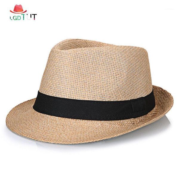 Cappelli a tesa avara 2023 Cappello estivo da spiaggia da uomo Lino traspirante Cappelli Fedora Panama in paglia da uomo1