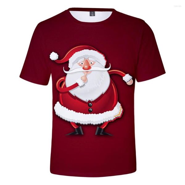 T-shirt da uomo Fashion Style Christmas Festival Stampa digitale a colori 3D T-shirt a maniche corte casual personalizzata