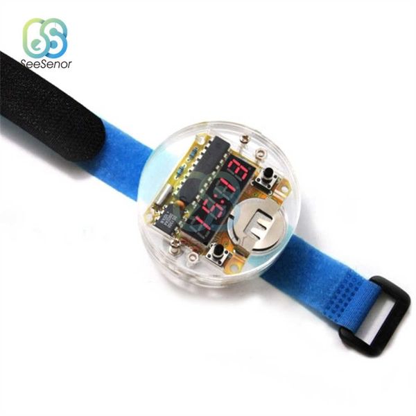 Kit orologio elettronico orologio digitale LED a chip singolo DC 3V Modulo intelligente fai-da-te con copertura trasparente