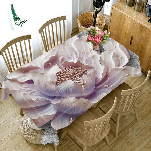 Masa bezi özelleştirilebilir masa örtüsü 3d lotus kabartma deseni yıkanabilir kalınlaştırıcı dikdörtgen ve düğün için yuvarlak