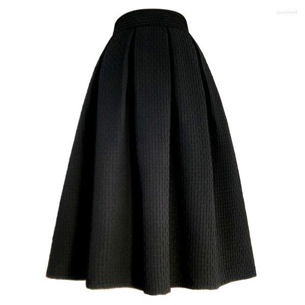 Юбки 2023 Весенняя осенняя женщина Hepburn Vintage Elegant Korean Fashion Black Stripes Вышивая вышива