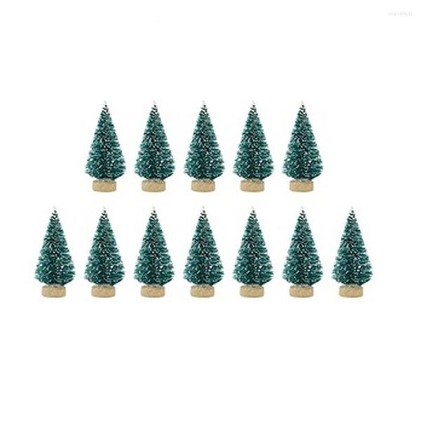 Decorazioni natalizie 12 pezzi piccoli alberi fai -da -te finto pino mini sisal bottiglia spazzola snow snow gelo villaggio decorazione