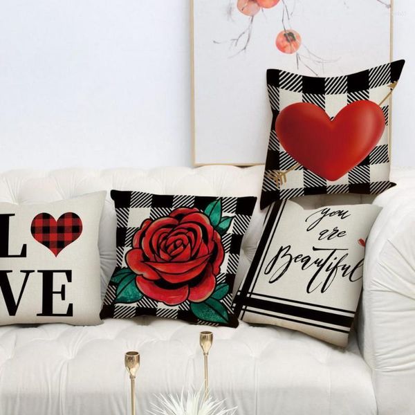 Caixa de travesseiro útil Slipcover anti-Fading No Burr Capa Love Coração Prind Cushion Throe