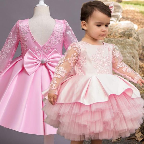 Abiti da ragazza 1-5 anni Abito elegante per ragazze Vestiti da festa Abito da sera per bebè Costume da principessa Abbigliamento di compleanno Anno senza schienale