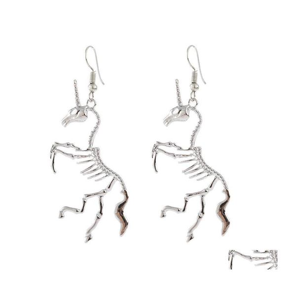 Charm Punk Cool Horse Skeleton Silber Farbe Baumeln Ohrring Für Frauen Hip Hop Einzigartige Skl Drop Ohrringe Harajuku Trendy Schmuck Lieferung Otzyv