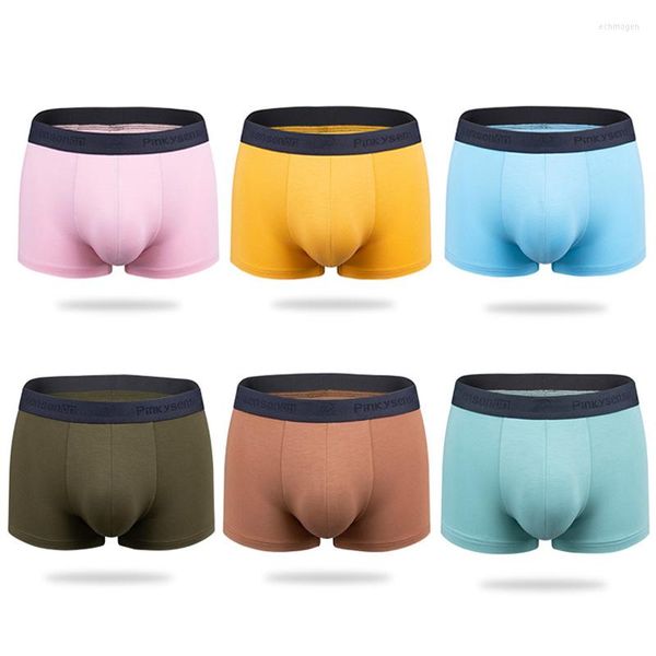 Mutande 3 PCS Intimo uomo U Convex Pouch Sexy Boxer traspirante Slip Solid Soft Pantaloncini Smoth Multicolor Pack Mutandine