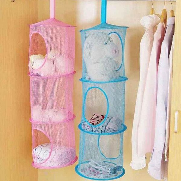 Scatole portaoggetti 3 ripiani cilindrici sospesi in rete per porta armadio per bambini, calze giocattolo, casa, camera da letto, bagno, cucina, borse organizer