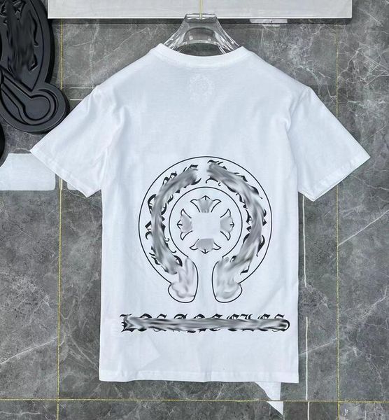 T-shirt da uomo T-shirt alla moda Cuore Marchio di alta qualità Girocollo Cromi Maniche corte T-shirt Ch Maglione da donna Casual a ferro di cavallo Croce sanscrita Stampa Hip Hop 2wy