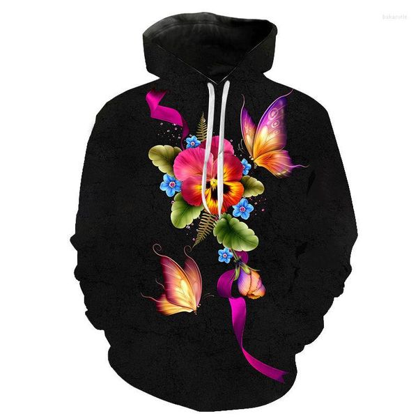 Erkek Hoodies Moda Harajuku Çiçek İnce Görünüm 3D Baskılı Hoodie Erkekler Sıradan Üst Sokak Giyim Kişiliği Sudaderas Mujer Homme Giysileri