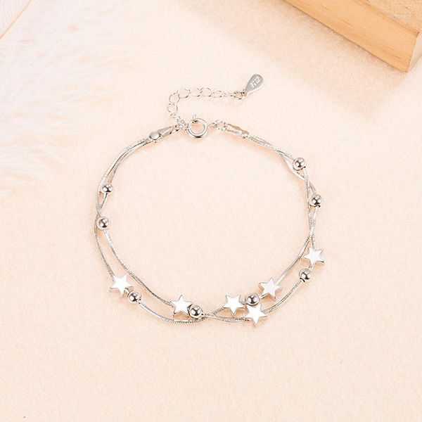 Braccialetti di collegamento Beat Sales Stile coreano Temperamento letterario Bracciale con stelle a cinque punte Moda Dolce Charm Perline Studente Gioielli unici