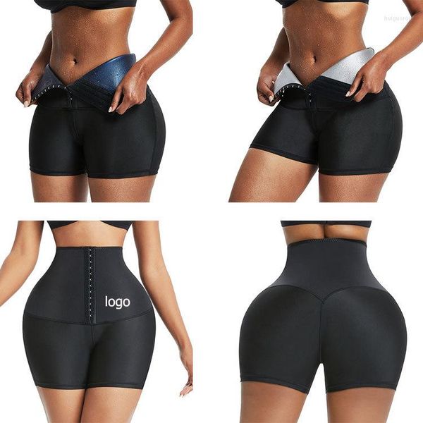 Women's Shapers Damen High Waist Gym Shorts Breasted Abs Sweat Pants Yoga