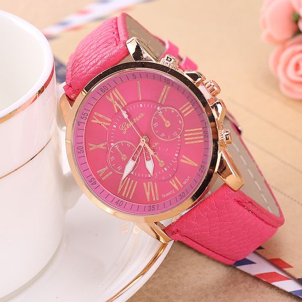 HBP Ladies Assista Pink Candy Color Watches Fashion Quartz Leisure Clock Business Leather Strap Casal Wristwatch Gift Montre de Luxe
