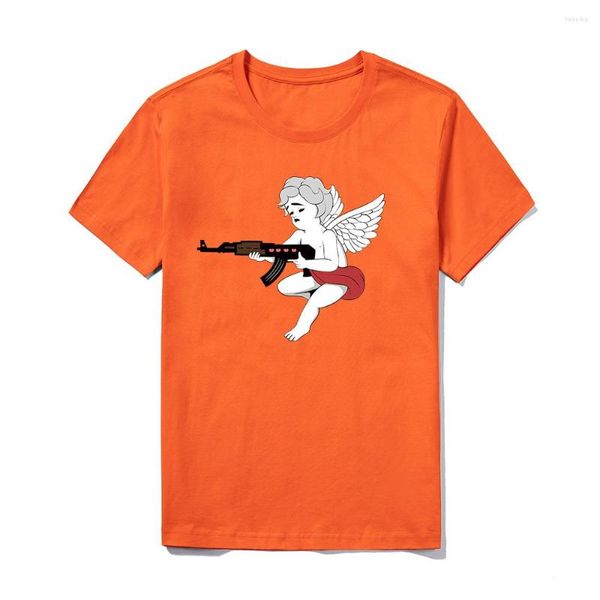 Camisetas masculinas Cupido Cupido Anjo impresso masculino para desenho animado roupas de streetwear de moda de moda de luva curta casual kawaii camisetas