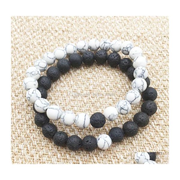 Arti e Mestieri 8Mm Pietra Lavica Nera Naturale Bracciale Turchese Bianco Vaolcano Aromaterapia Diffusore Di Olio Essenziale Per Donna Uomo Dro Dhddg