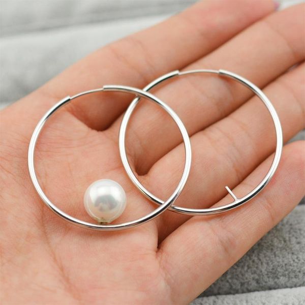 Orecchini a cerchio Huggie Simple Pearl Accessorio Componenti 925 Gioielli in orecchie rotonda in argento sterling Donne Donno matrimonio fai da te