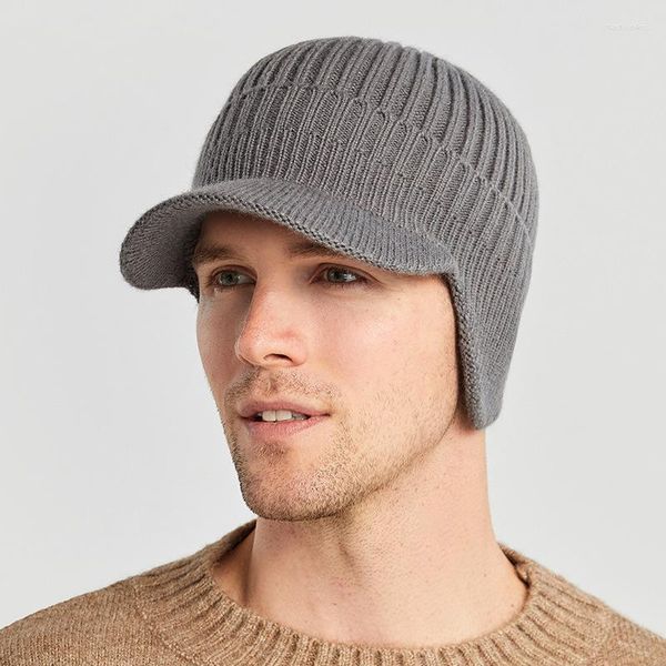 Berretti Cappelli invernali Tempo libero Sport all'aria aperta Sci Cappellini da equitazione Uomo Soffici Tinta unita Paraorecchie caldi antivento Maglieria all'ingrosso