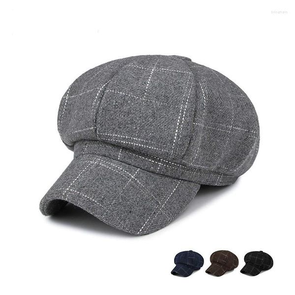 Sboy Hüte Winter Mode Accessoires Baker Boy Hut Warm Street Wear Cap Vintage Plaid Unisex All-Match