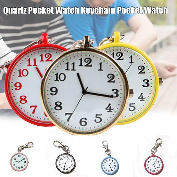 Relógios de bolso Moda Assista Small Round Round Dial Quartz Analog Keychain Clock D88