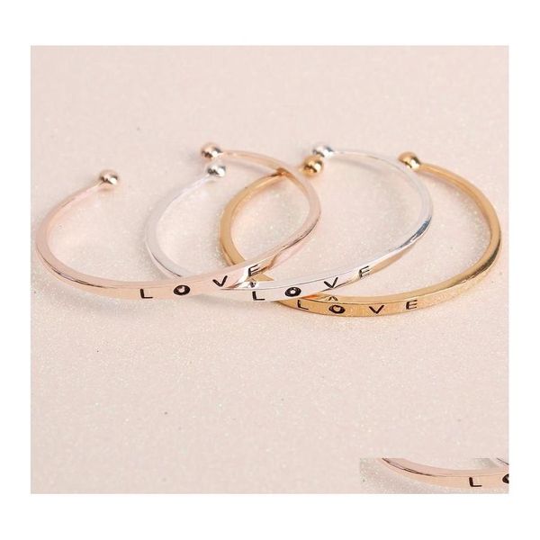 Portala della moda femmina femminile Lettera d'amore minimalista braccialetti per donne oro sier rosa 3 colori di valentino da giorno di consegna j otw9r